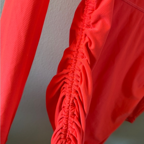 Athleta Orange Ruched Side Cinch Tunic Top Swim Cover Up Thumb Holes size M - Picture 6 of 6